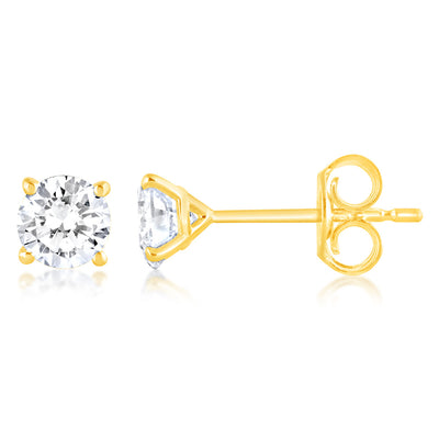 Luminesce Lab Grown 1 Carat Diamond Stud Earrings in 9ct Yellow Gold