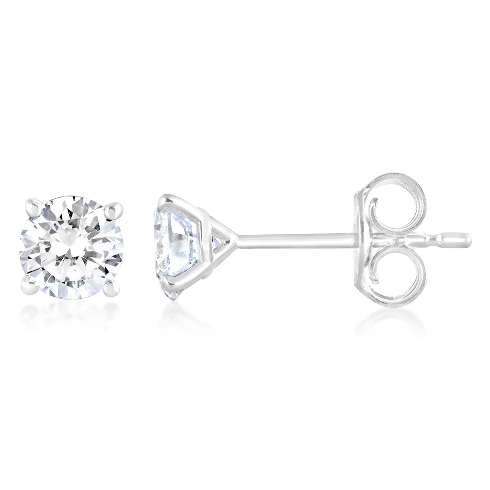 Luminesce Lab Grown 1 Carat Diamond Stud Earrings in 9ct White Gold