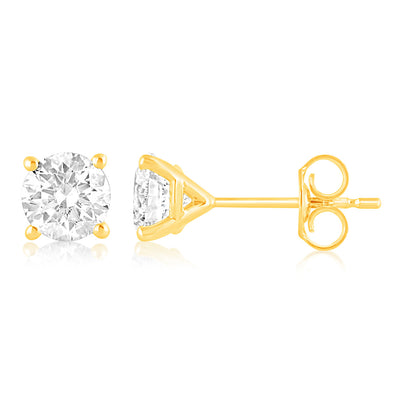 Luminesce Lab Grown 1.5 Carat Diamond Stud Earrings in 9ct Yellow Gold