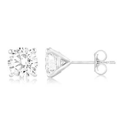 Luminesce Lab Grown 3 Carats Diamond Stud Earrings in 9ct White Gold
