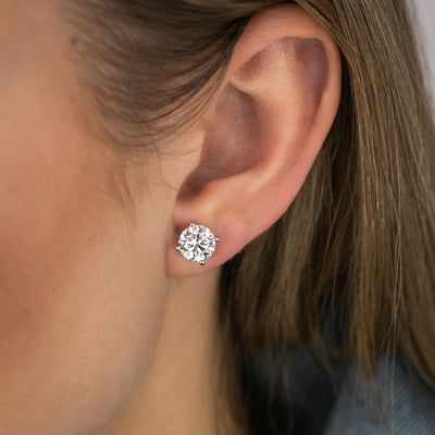 Luminesce Lab Grown 3 Carats Diamond Stud Earrings in 9ct White Gold