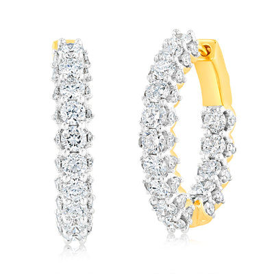 Luminesce Lab Grown 3.00ct Diamond Gold Plated Silver Hoop Earrings