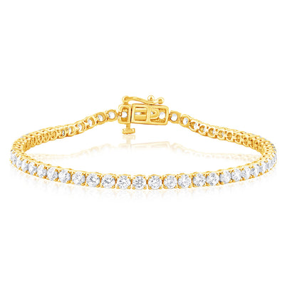 Luminesce Lab Grown 5 Carats Diamond Tennis Bracelet in Gold Plated Silver