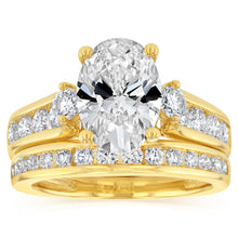Load image into Gallery viewer, Luminesce Lab Grown 2.9 Carats with 2 Carats Centre Oval Diamond Bridal Set in 9ct Yellow Gold