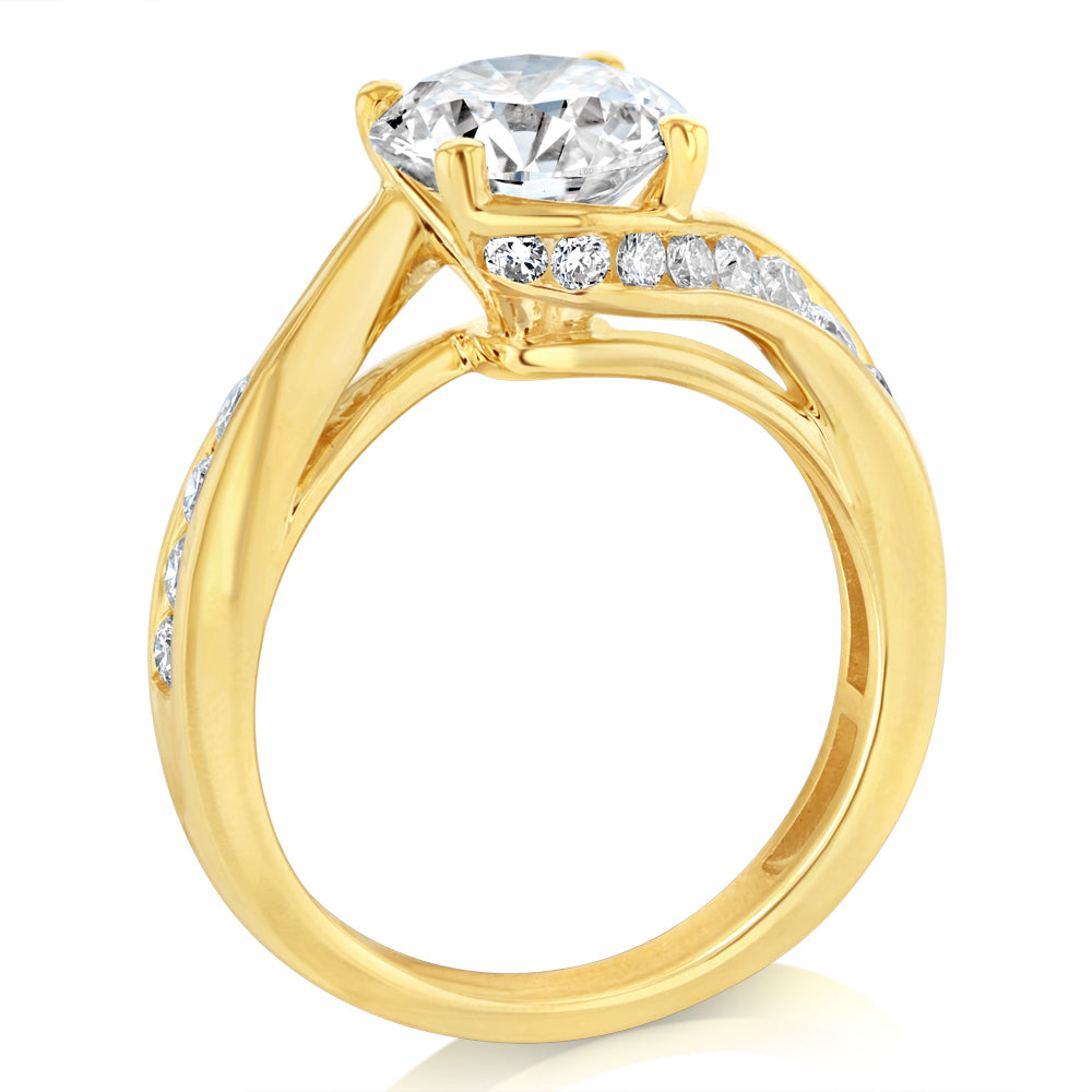 Luminesce Lab Grown 2.9 Carats with 2 Carats Center Diamond Bridal Set in 9ct Yellow Gold