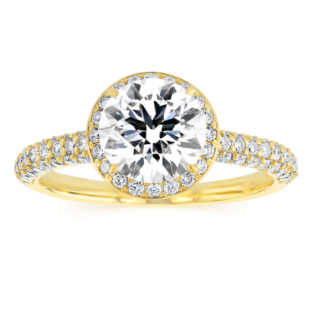 Luminesce Lab Grown 2 Carats with 1.5 Carats Centre Diamond in 9ct Yellow Gold
