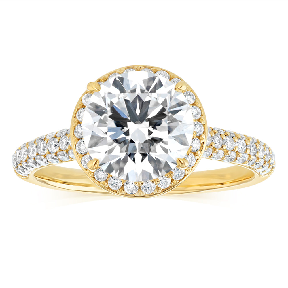 Luminesce Lab Grown 2.5 Carats with 2 Carats Center Diamond in 9ct Yellow Gold