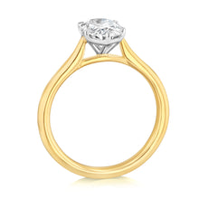 Load image into Gallery viewer, Luminesce Lab Grown 1.5 Carats Diamond Oval Solitaire Engagement Ring in 9ct Yellow and White Gold