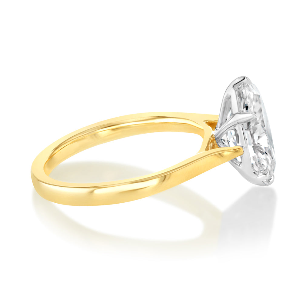 Luminesce Lab Grown 2 Carats Diamond Oval Solitaire Engagement Ring in 9ct Yellow Gold