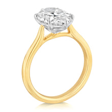 Load image into Gallery viewer, Luminesce Lab Grown 2 Carats Diamond Oval Solitaire Engagement Ring in 9ct Yellow Gold