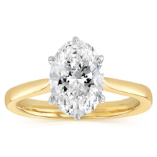 Load image into Gallery viewer, Luminesce Lab Grown 3 Carats Diamond Oval Solitaire Engagement Ring in 9ct Yellow Gold