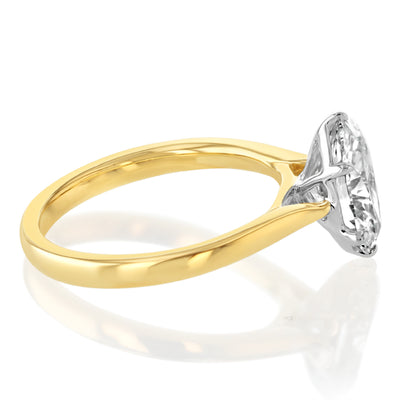 Luminesce Lab Grown 3 Carats Diamond Oval Solitaire Ring in 9ct Yellow Gold