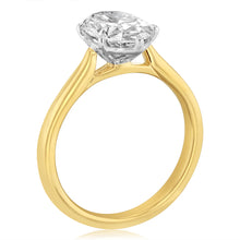 Load image into Gallery viewer, Luminesce Lab Grown 3 Carats Diamond Oval Solitaire Engagement Ring in 9ct Yellow Gold
