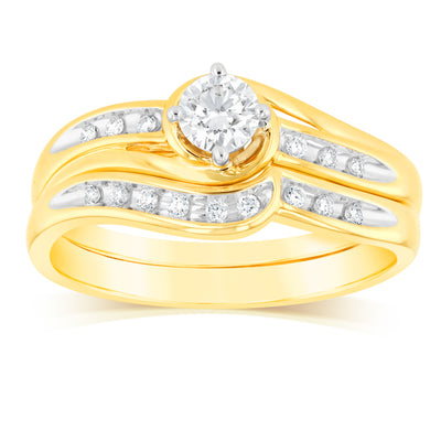 Luminesce Lab Grown 0.30 Carat Bridal Set Diamond Ring in 9ct Yellow Gold