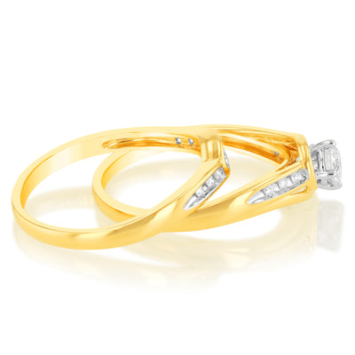 Luminesce Lab Grown 0.30 Carat Bridal Set Diamond Ring in 9ct Yellow Gold