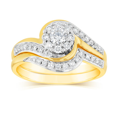 Luminesce Lab Grown 1/2 Carat Bridal Set Diamond Ring in 9ct Yellow Gold