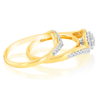 Luminesce Lab Grown 1/2 Carat Bridal Set Diamond Ring in 9ct Yellow Gold