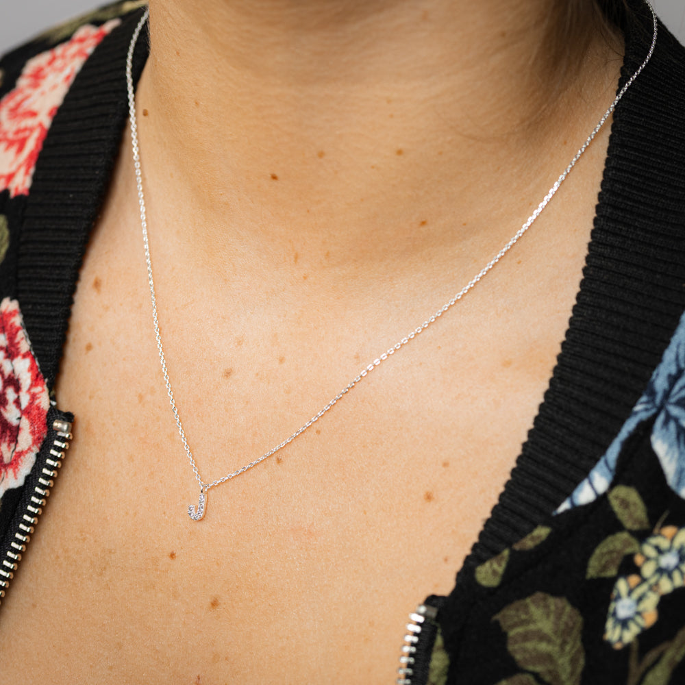 Luminesce Lab Grown Diamond "J" Pendant on Adjustable 40-45cm Chain Set in Sterling Silver