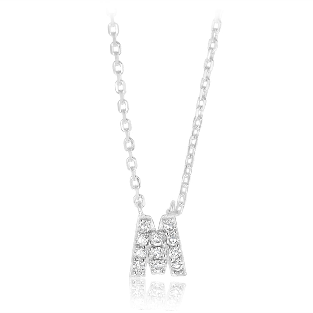Luminesce Lab Grown Diamond "M" Pendant on Adjustable 40-45cm Chain Set in Sterling Silver