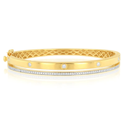 Luminesce Lab Grown 1/2 Carat Diamond Bangle in Gold Plated Silver