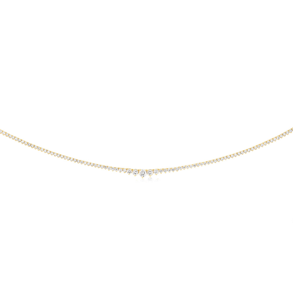Luminesce Lab Grown 5 Carat Diamond Tennis Necklace in 9ct Yellow Gold