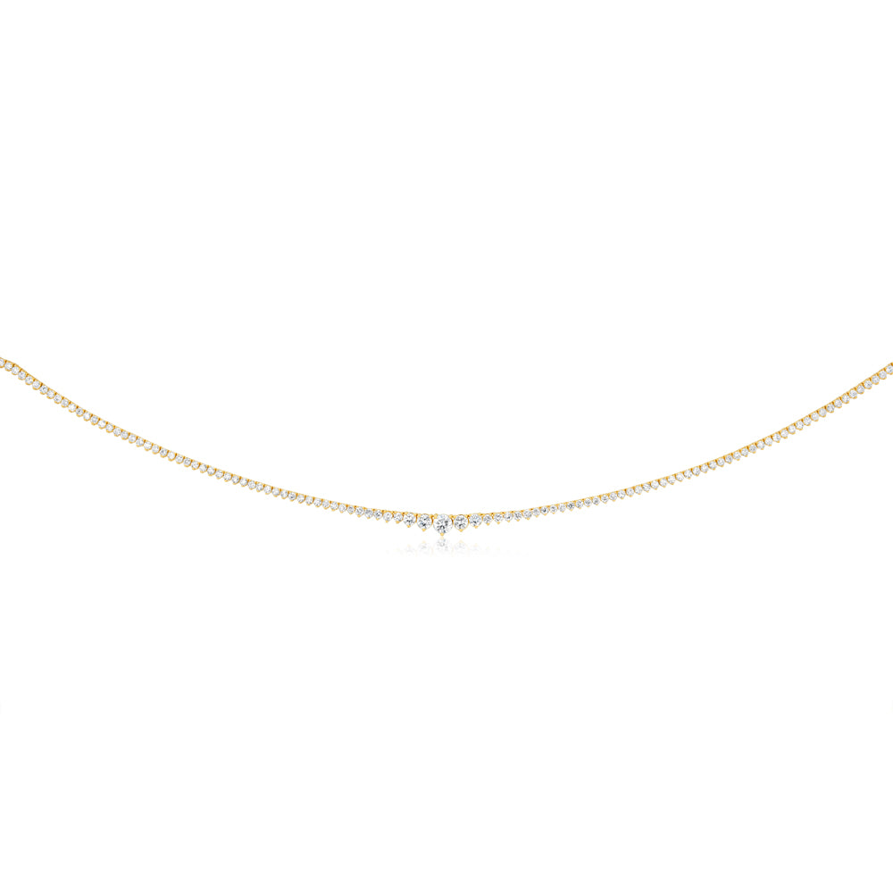 Luminesce Lab Grown 5 Carat Diamond Tennis Necklace in 9ct Yellow Gold