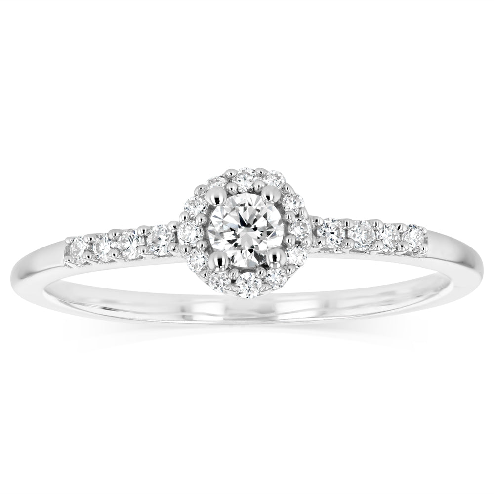 Luminesce Lab Grown 1/5 Carat Diamond Halo Ring in Sterling Silver