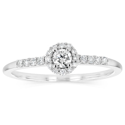 Luminesce Lab Grown 1/5 Carat Diamond Halo Ring in Sterling Silver