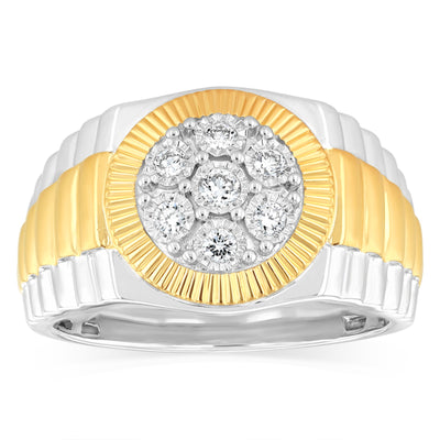 Luminesce Lab Grown 1/4 Carat Diamond Gents Ring in Gold Plated Silver