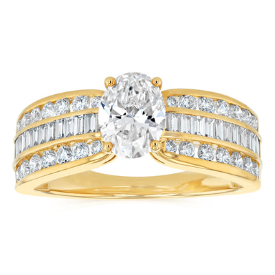 Luminesce Lab Grown 2 Carat Diamond Ring in 9ct Yellow Gold