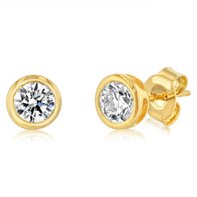 Load image into Gallery viewer, Luminesce Lab Grown 1 Carat Diamond Bezel Set Earrings in 9ct Yellow Gold