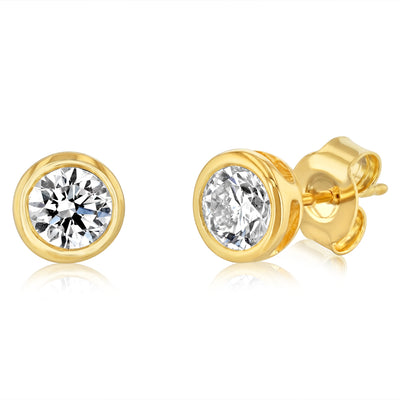 Luminesce Lab Grown 1 Carat Diamond Bezel Set Earrings in 9ct Yellow Gold