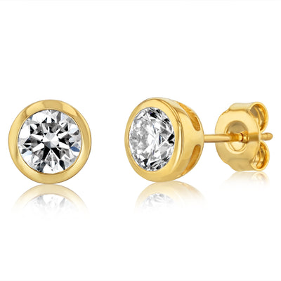 Luminesce Lab Grown 1.5 Carat Diamond Bezel Set Earrings in 9ct Yellow Gold