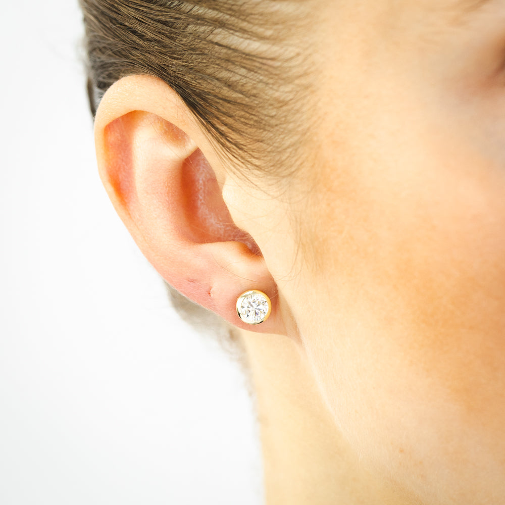 Luminesce Lab Grown 1.5 Carat Diamond Bezel Set Earrings in 9ct Yellow Gold