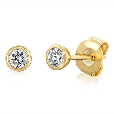 Luminesce Lab Grown 1/5 Carat Diamond Bezel Set Earrings in 9ct Yellow Gold