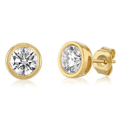 Luminesce Lab Grown 2 Carat Diamond Bezel Set Earring in 9ct Yellow Gold