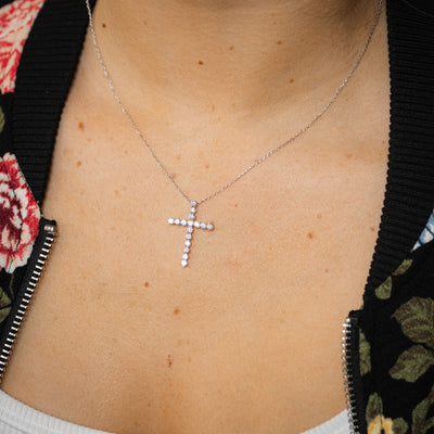 Luminesce Lab Grown 1 Carat Diamond Cross Pendant in 9ct White Gold