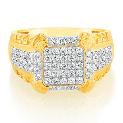 Luminesce Lab Grown 1 Carat Diamond Gents Ring in 9ct Yellow Gold