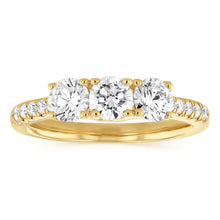 Load image into Gallery viewer, Luminesce Lab Grown 1 Carat Diamond Trilogy Channel Ring in 9ct Yellow Gold