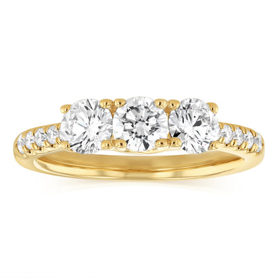 Luminesce Lab Grown 1 Carat Diamond Trilogy Channel Ring in 9ct Yellow Gold