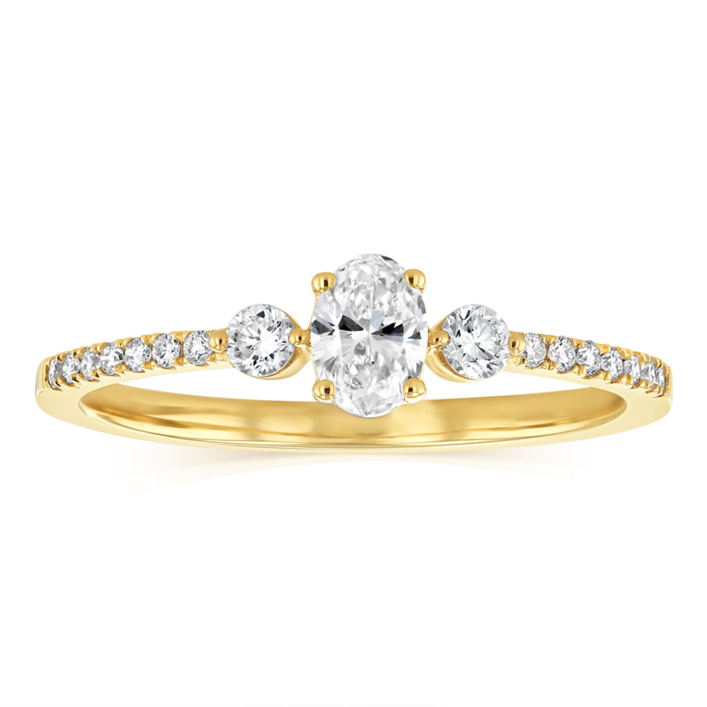 Luminesce Lab Grown 1/3 Carat Diamond Solitaire Ring in 9ct Yellow Gold