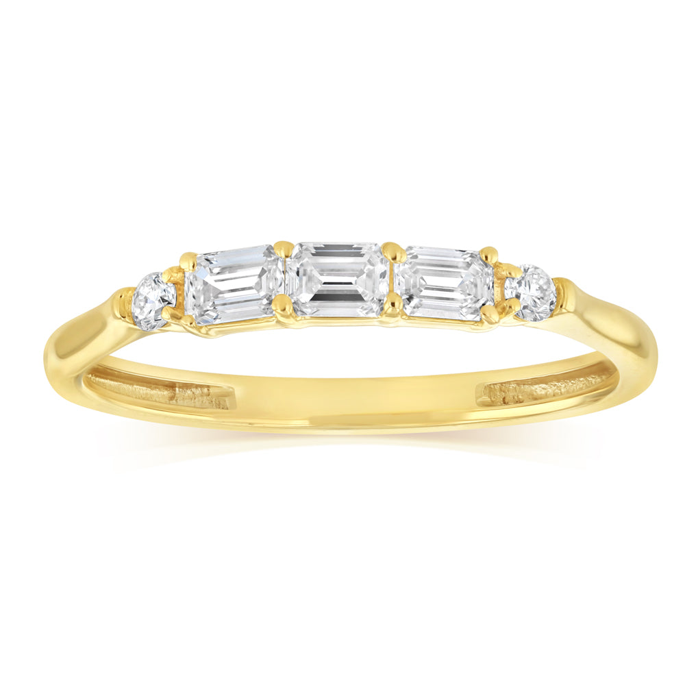 Luminesce Lab Grown 1/3 Carat Diamond Emerald Fancy Ring in 9ct Yellow Gold