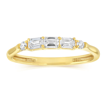 Luminesce Lab Grown 1/3 Carat Diamond Emerald Fancy Ring in 9ct Yellow Gold