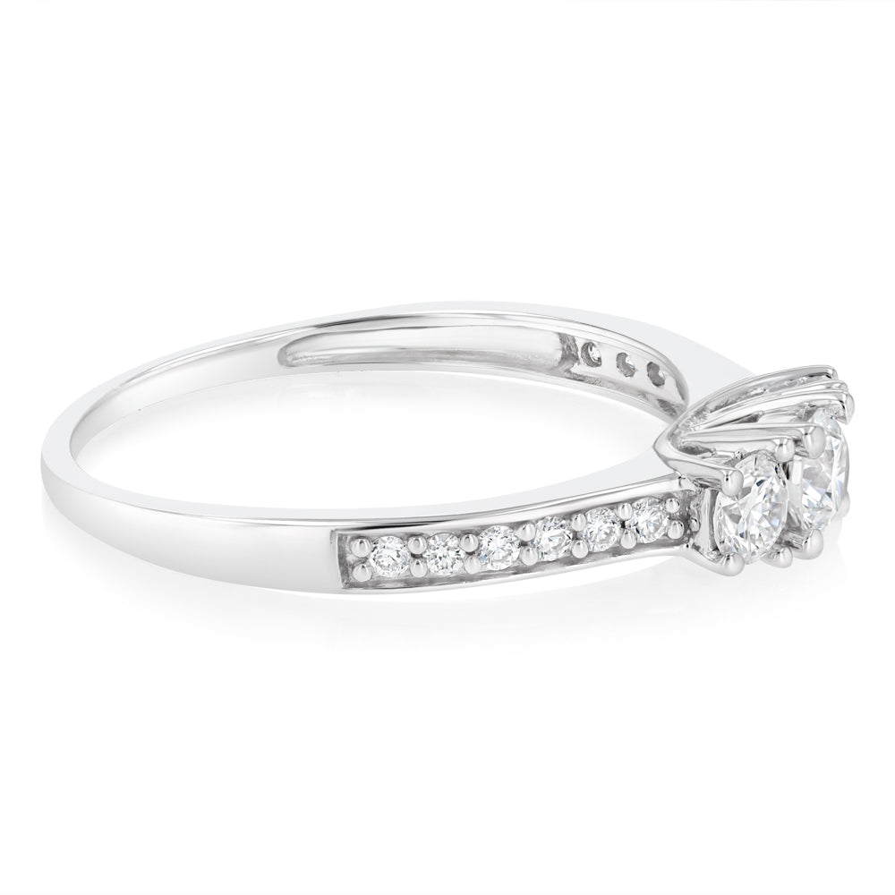 Luminesce Lab Grown 1/2 Carat Diamond Trilogy Ring in Sterling Silver