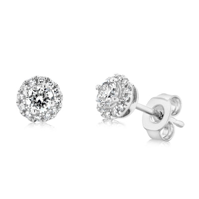 Luminesce Lab Grown 1/2 Carat Diamond Halo Stud Earrings in Sterling Silver