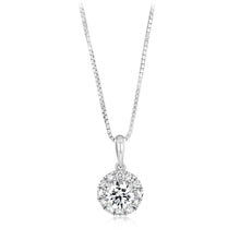 Load image into Gallery viewer, Luminesce Lab Grown 1/2 Carat Diamond Halo Pendant in Sterling Silver