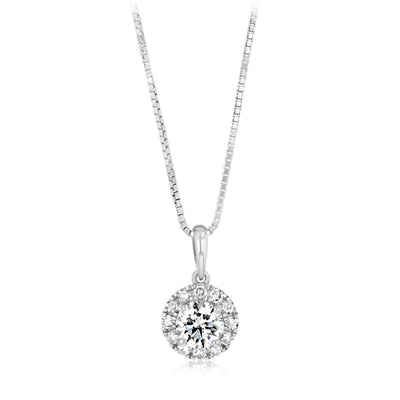 Luminesce Lab Grown 1/2 Carat Diamond Halo Pendant in Sterling Silver