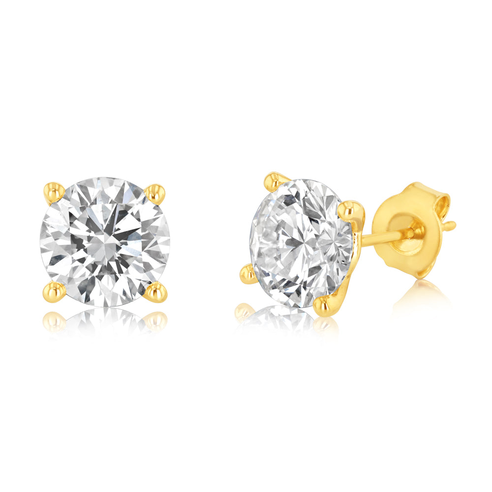 Luminesce Lab Grown 4 Carat Diamond Stud Earrings in 9ct Yellow Gold