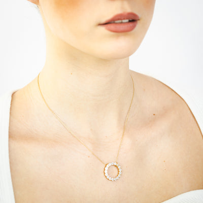 Luminesce Lab Grown 2 Carats Diamond Circle Pendant on 45cm Chain in 9ct Yellow Gold
