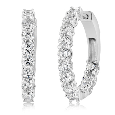 Luminesce Lab Grown 3 Carats Diamond Hoop Earrings in Sterling Silver